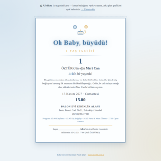 Baby Shower Davetiye Paketi 2027
