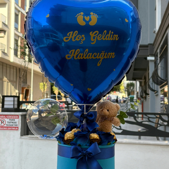 Mavi kalp Hoş geldin balon kutusu