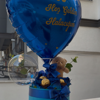 Mavi kalp Hoş geldin balon kutusu