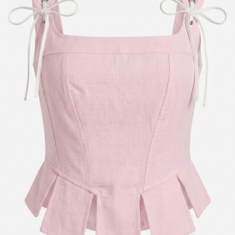 Pembe İp Detay Bluz