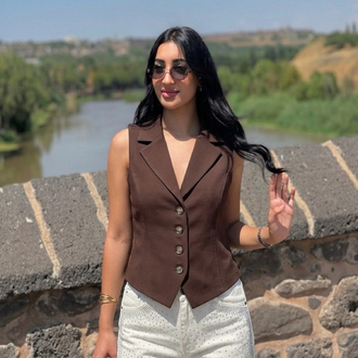 Kahve Cut Out Yelek