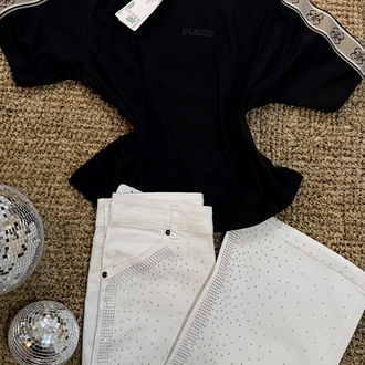 Gue Kolları Şerit detay Tshirt