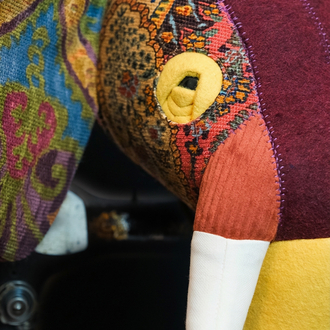 Küçük Patchwork Fil Duvar Büstü