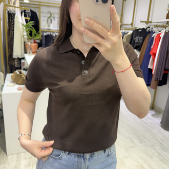 İnce triko polo yaka bluz