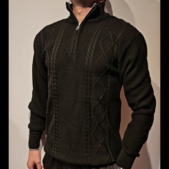 Selanik Örgü Fermuarlı Sweatshirt-Siyah