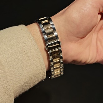 Rolex-Mavi Saat Gümüş Ve Altın Detaylı