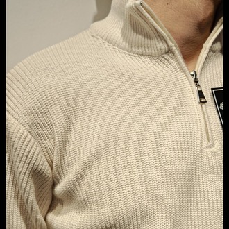 Selanik Örgü Fermuarlı Sweatshirt-Krem