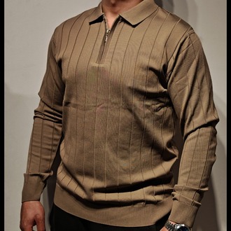 Premium Polo Yaka Triko-Kahverengi