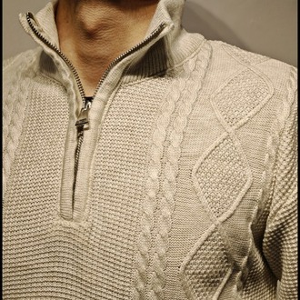 Selanik Örgü Fermuarlı Sweatshirt-Krem