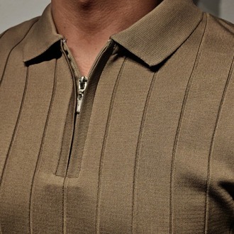 Premium Polo Yaka Triko-Kahverengi