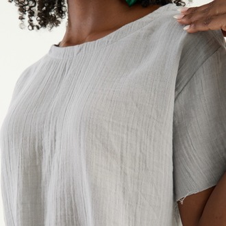 Gri Müslin Crop