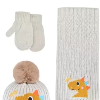 Dinazorlu erkek bebek(12-36 ay) atkı bere eldiven takımı