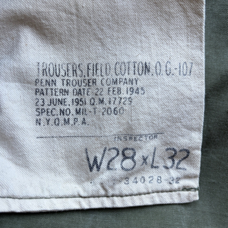 Korean War OG-107 Field Trousers 28x32