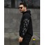 KOLLARI BASKILI SİYAH OVERSİZE SWEATSHİRT 