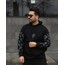 KOLLARI BASKILI SİYAH OVERSİZE SWEATSHİRT 