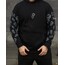 KOLLARI BASKILI SİYAH OVERSİZE SWEATSHİRT 