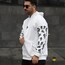 KOLLARİ BASKILI BEYAZ KAPÜŞONLU OVERSİZE SWEATSHİRT 