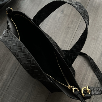Süet Siyah Hasır City Bag 