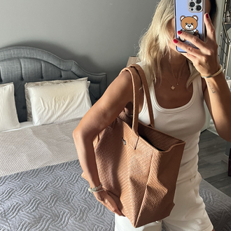 Taba Maxi Hasır Deri ShoppingBag