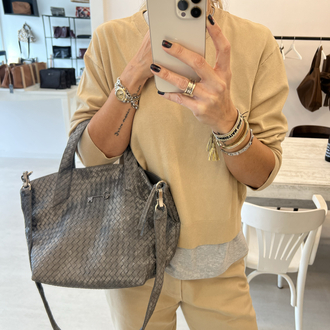Süet Gri Hasır City Bag