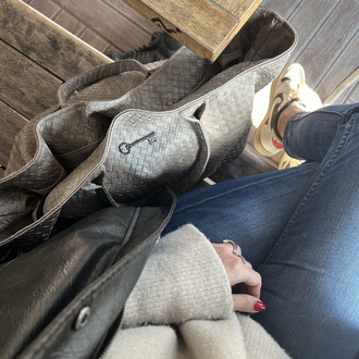 Süet Biscuit Hasır Deri Maxi ShoppingBag 