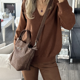 Süet Hasır Kahve City Bag