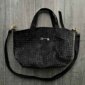 Süet Siyah Hasır City Bag 