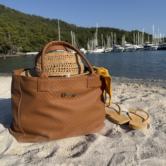 Taba Maxi Hasır Deri ShoppingBag