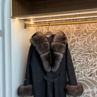 Andrea Fox Fur Caban Noir 
