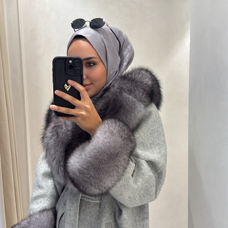 Andrea Fox Fur Caban Gris