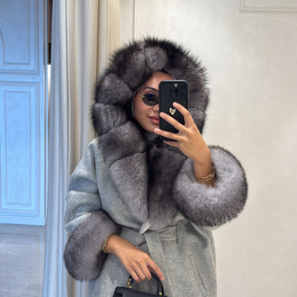Andrea Fox Fur Caban Gris