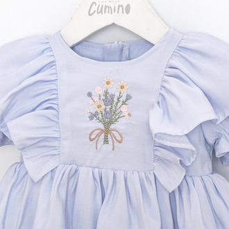 CLAIRE KIZ ELBİSE 6-9 / 9-12 / 12-18 / 18-24 AY - MAVİ