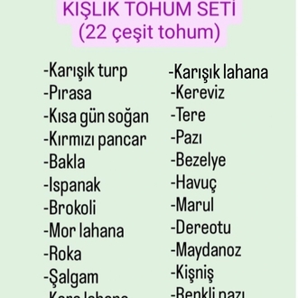 Kışlık Tohum Seti (22 çeşit tohum)
