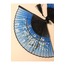 BERG - Hediye Kutusu Ile Kumaş Bambu Vintage Gold Mavi Çiçek Desenli Şık Yelpaze
