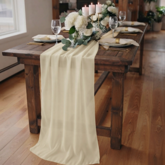 Pastel Sarı Şifon Runner - Bahar Konseptli Sofralar & Modern Davetler İçin Masa Örtüsü