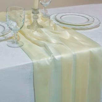 Pastel Sarı Şifon Runner - Bahar Konseptli Sofralar & Modern Davetler İçin Masa Örtüsü