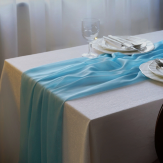 Bebek Mavisi Şifon Runner - Baby Shower & Organizasyonlar için Masa Örtüsü