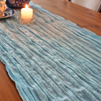 Bebek Mavisi Bohem Runner -Baby Shower, Organizasyon & Davet için Masa Örtüsü 50x200