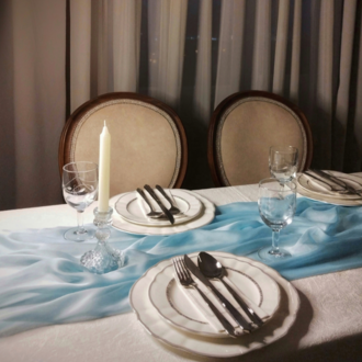 Bebek Mavisi Şifon Runner - Baby Shower & Organizasyonlar için Masa Örtüsü