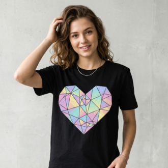 Geometric Colorful Heart Vector - Rainbow Crystal Heart SVG, EPS, PNG, DXF - Digital Download