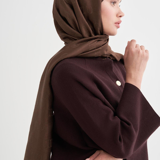 CARELL |  Etiketli Monogram Desen Liora Pamuk Şal mocha