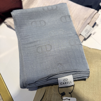 CARELL |  Etiketli Monogram Desen Liora Pamuk Şal gri