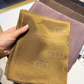 CARELL |  Etiketli Monogram Desen Liora Pamuk Şal Hardal/gold