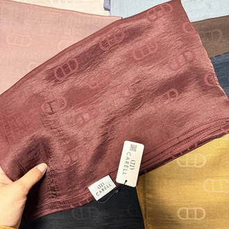 CARELL |  Etiketli Monogram Desen Liora Pamuk Şal Bordo