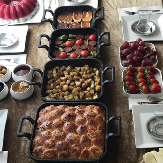 4 boy kare döküm sahan set