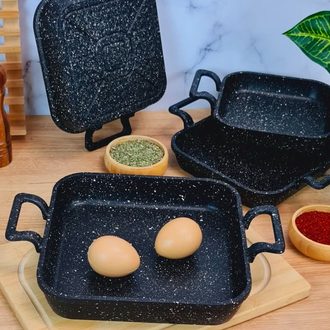 4 boy kare döküm sahan set
