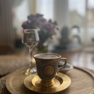Pirinç detaylı 6 lı fincan takımı