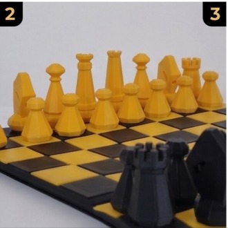 Roll 3D Tasarım Satranç Seti - Taşınabilir & Geometrik Seri