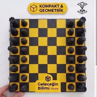 Roll 3D Tasarım Satranç Seti - Taşınabilir & Geometrik Seri