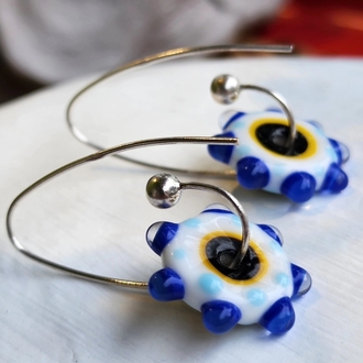Nazar Küpe Murano ve 925 Ayar Gümüş 